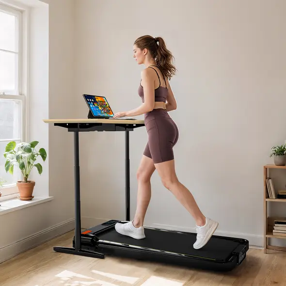 SPORTNOW Folding Walking Treadmill, Under Desk Walking Pad with Incline, Black - 9