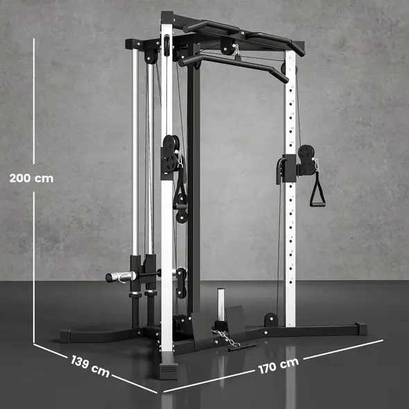 SPORTNOW Multifunctional Gym Machine with High-Low Pulleys Pull Up Bar Home Strength Training, Black - 3