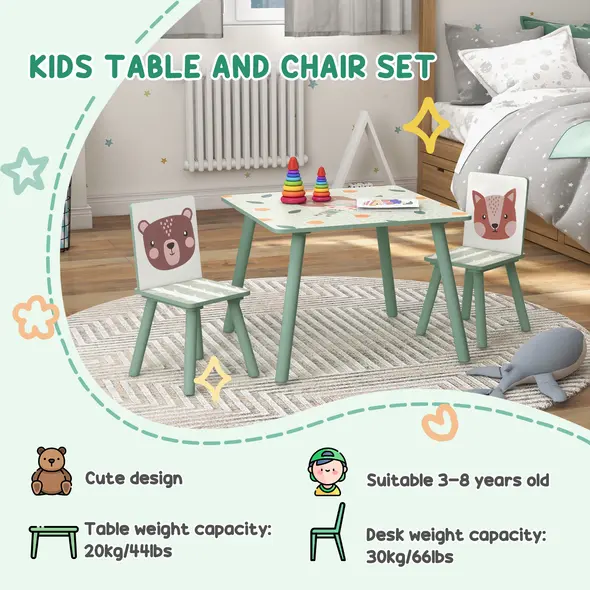ZONEKIZ Kids Table and Chair Set and Kids Easel with Paper Roll, Storage Baskets, Kids Activity Furniture Set, Green - 5