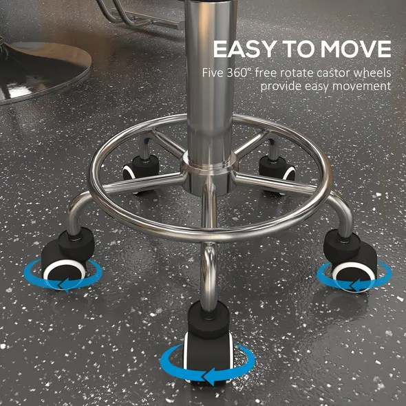 Vinsetto PU Leather Rolling Stool, Height Adjustable Stool Chair with Wheels for Salon, Massage, Spa, Brown - 7