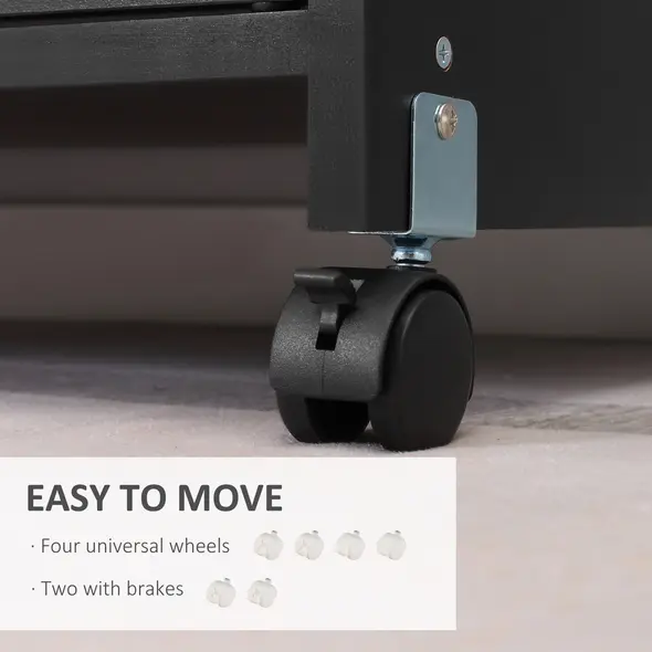 Vinsetto Printer Stand Mobile Printer Cabinet with Storage, Open Shelf, Drawer for Home Office, 60cm x 39cm x 80cm, Black - 6