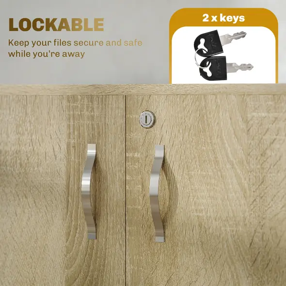 Vinsetto Two-Tier Locking Office Storage Cabinet - Oak - 6