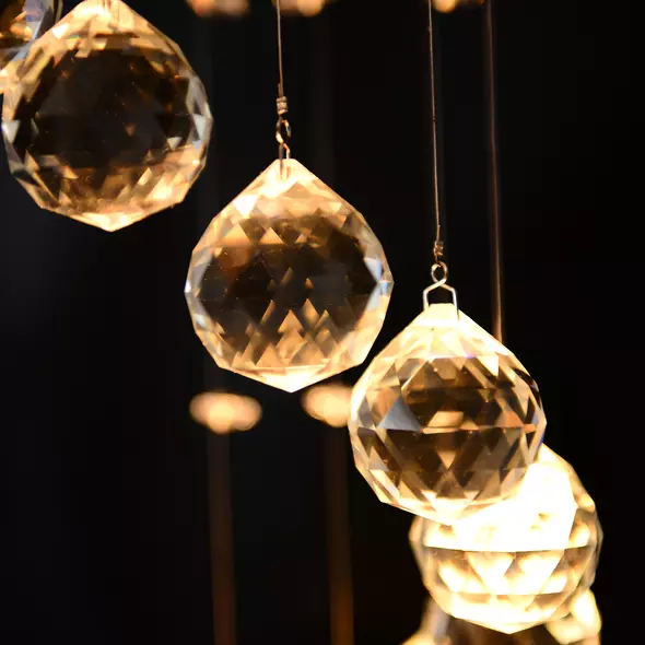 HOMCOM Modern Crystal Chandelier Ceiling Light Pendant Lamp Chrome Finish Glass Droplets New, Ф30 x 120cm - 9