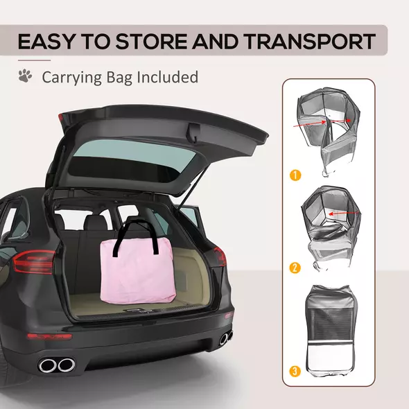 PawHut Portable Cat Dog Playpen Pet Puppy Rabbit Guinea Pig Pen Run Dia 90 x 41H cm Indoor & Outdoor Pink - 6