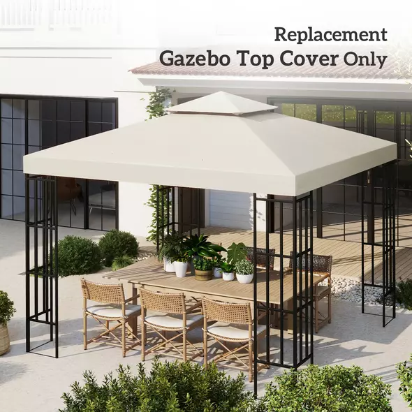 Outsunny 3 x 3 m Replacement Gazebo Canopy - Cream White - 7