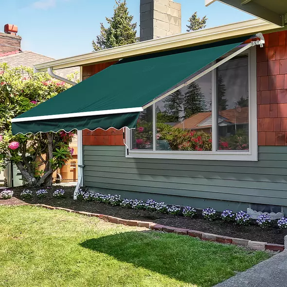 Outsunny Manual Retractable Awning, 3.5x2.5 m-Green - 2