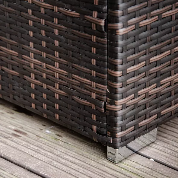 Outsunny PE Rattan Sun Lounger, Five-level Adjustable Recliner Bed Chair with Soft Padded Cushion for Patio, Garden, Mixed Brown - 4