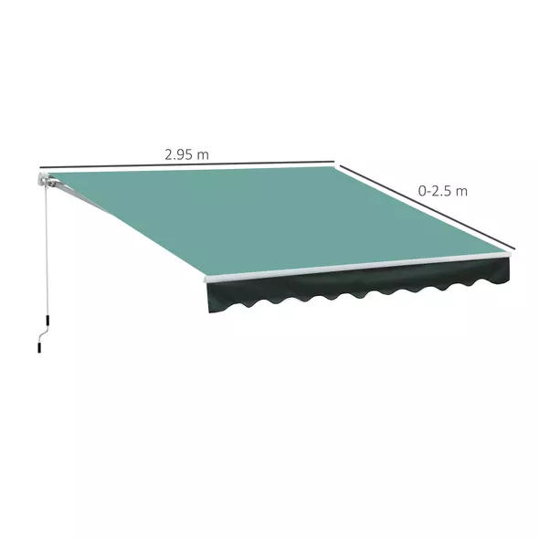 Outsunny 3x2.5 m Sun Shade Canopy Garden Patio Manual Retractable Awning Canopy-Dark Green - 3