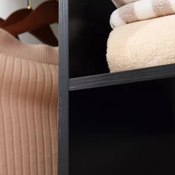 HOMCOM Open Wardrobe Double Mobile Storage Shelves Organizer W/6 Wheels-Black - 8