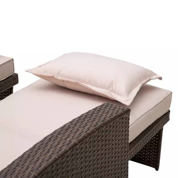 Outsunny 2-Seater Rattan Sofa Lounger Set-Brown - 7