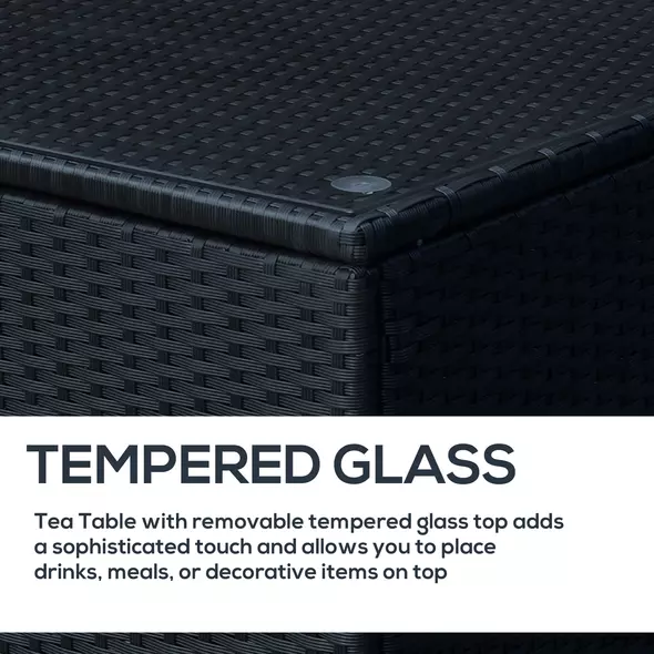 Outsunny PE Wicker Side Table Rattan Garden Furniture with Four Foot Pads, Rust & Mild Weather Damage Resistant, Black - 5