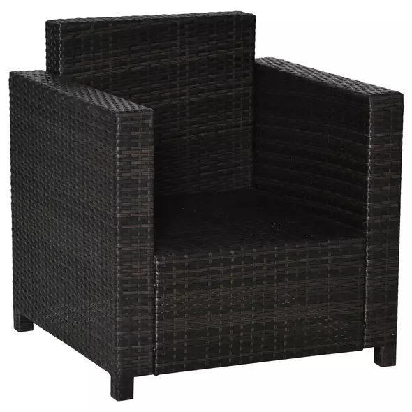 Outsunny Single Seater Rattan Chair Sofa with 10 cm Thick Padded Cushion, All-Weather PE Wicker Weave Garden Armchair with Armrests, Black - 7