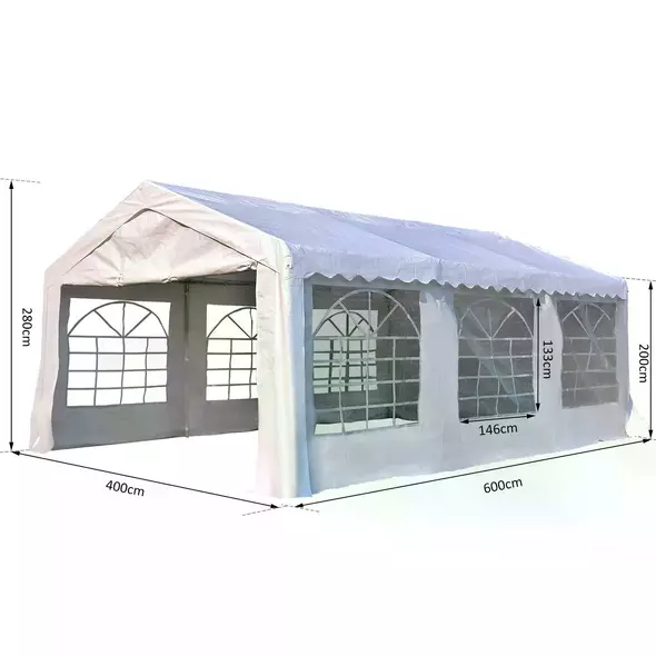 Outsunny 6m x 4m Heavy Duty Garden Gazebo for Parties, Wedding and Events, White - 3
