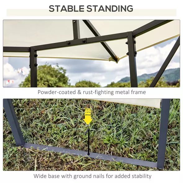 Outsunny 3 x 3 Meters Patio Garden Metal Gazebo Marquee Steel Frame with Canopy Awning Tent Water Resistant Cream - 6