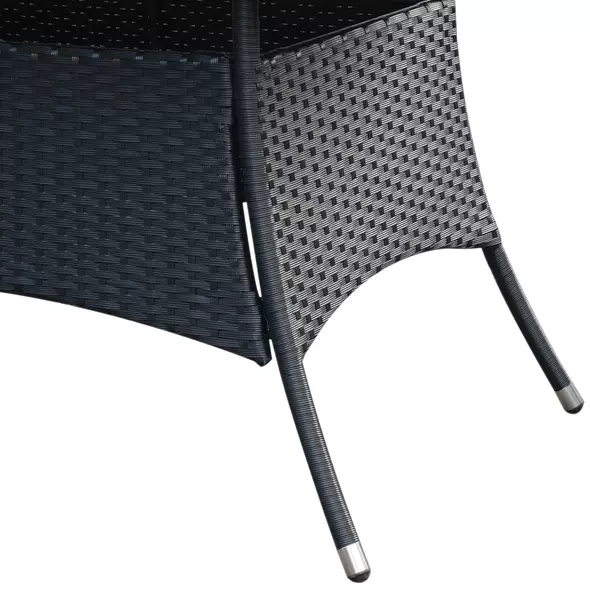 Outsunny 6 Seater Rattan Dining Set with Cushions, Rattan Garden Furniture Set with 6 Armchairs, Rectangular Glass Top Table, Outdoor Dining Table and Chairs, Black - 8