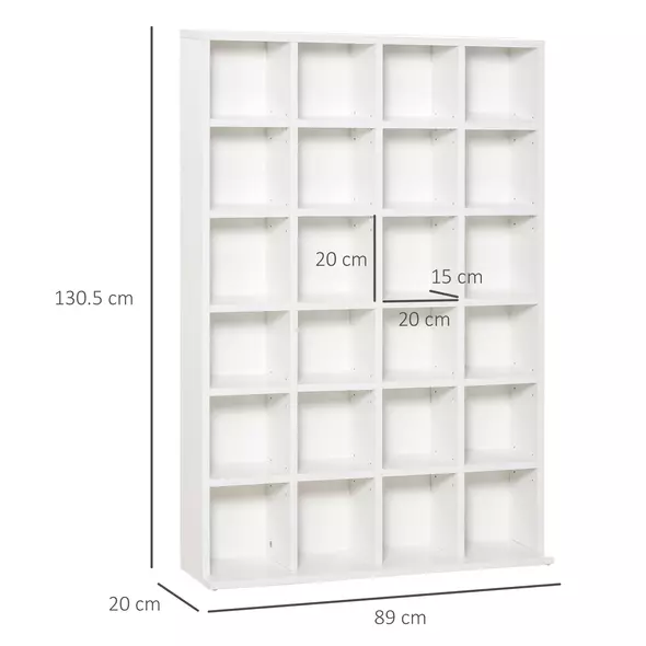HOMCOM CD Storage Unit with Adjustable Shelves, 89 x 130.5 cm, White - 3