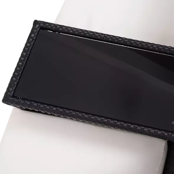 Outsunny 2-Seater Rattan Chair Set W/Middle Tea Table-Black - 9