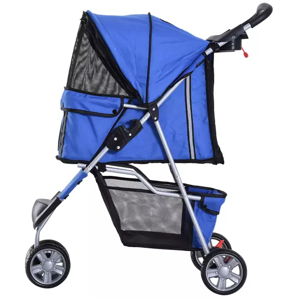 PawHut 3 Wheel Pet Stroller for Small and Miniature Dogs, Blue - 9