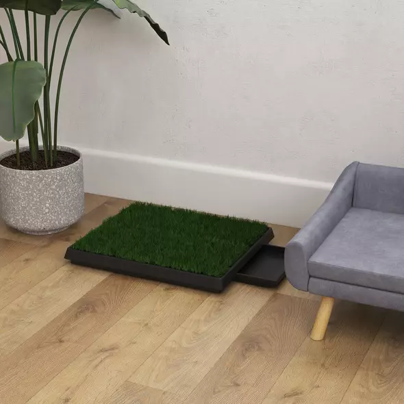 PawHut Indoor Pet Dog Toilet Mat Potty Tray Training Grass Restroom with Tray and Loo Pad - 9