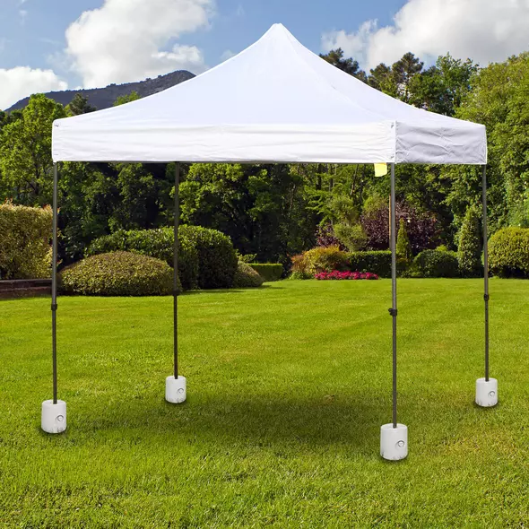 Outsunny 4 Pack 36 kg Gazebo Weights, Canopy Tent Weights with Rapid Clip, Gazebo Leg Weights Fill with Sand or Water, White - 2