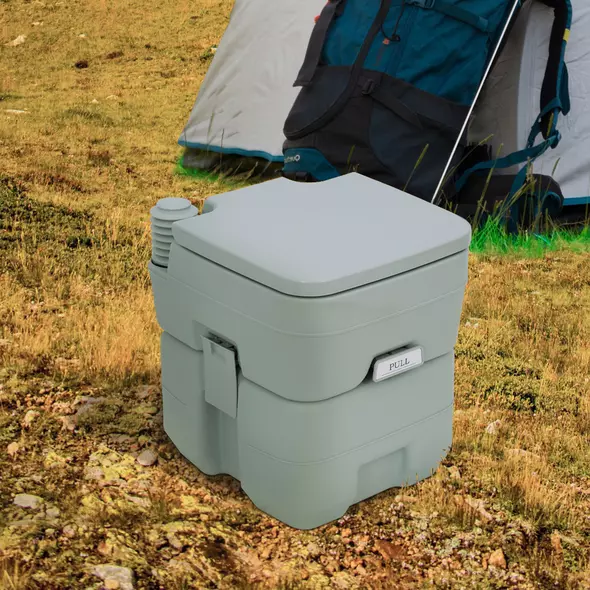 Outsunny Portable Camping Toilet,  20L Flushable Porta Potty with 2 Detachable Tanks and Double Seal Valve for Travel Fishing Festival Campsite - 2