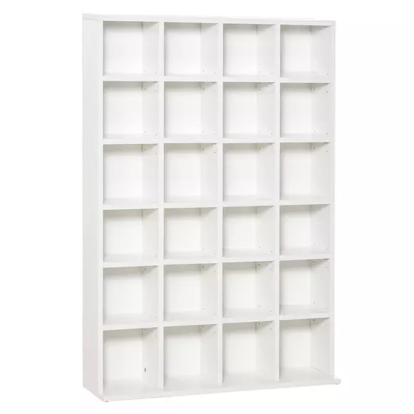 HOMCOM CD Storage Unit with Adjustable Shelves, 89 x 130.5 cm, White - 2