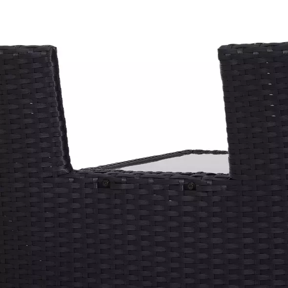 Outsunny 2-Seater Rattan Chair Set W/Middle Tea Table-Black - 7