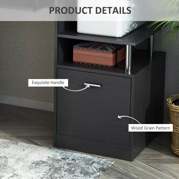 HOMCOM Computer Desk PC Workstation with Drawer Shelves CPU Storage Rack Home Office Furniture 152 x 60 x 88cm (BLACK) - 5