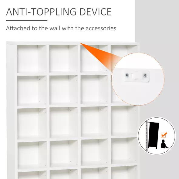 HOMCOM CD Storage Unit with Adjustable Shelves, 89 x 130.5 cm, White - 6