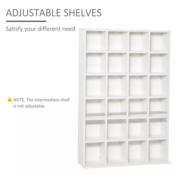 HOMCOM CD Storage Unit with Adjustable Shelves, 89 x 130.5 cm, White - 5