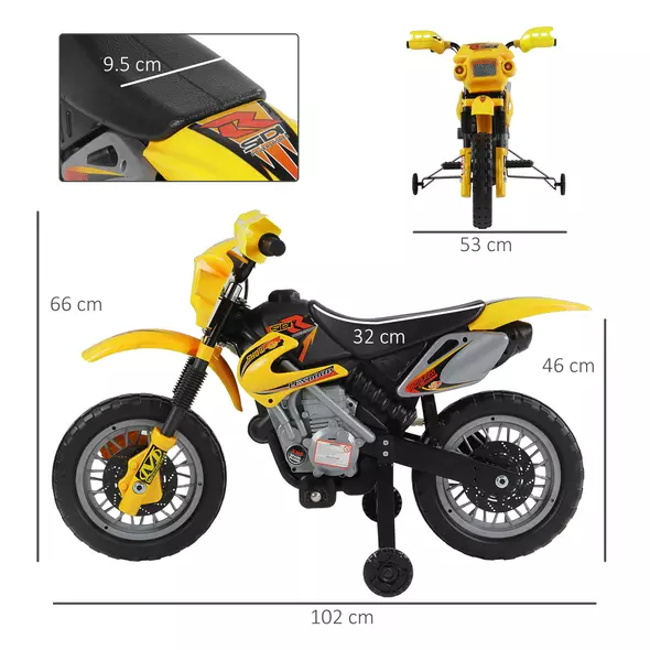 HOMCOM Electric Motorcycle for Kids Ride on Toys-Yellow - 3