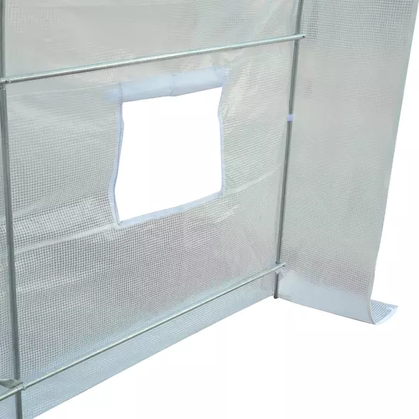 Outsunny 2.5 x 2 x 2 m Polytunnel Greenhouse, Walk-in Green House for Garden with Mesh Windows, Galvanised Steel Frame, White - 7