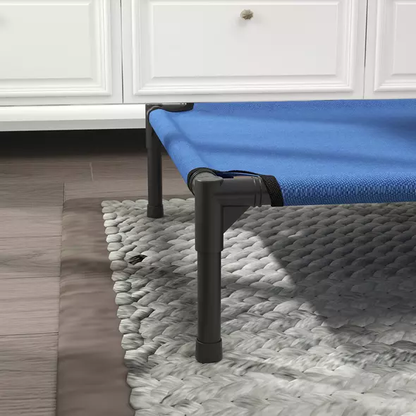 PawHut Raised Dog Bed Cat Elevated Lifted Portable Camping w/ Metal Frame Blue (Medium) - 8