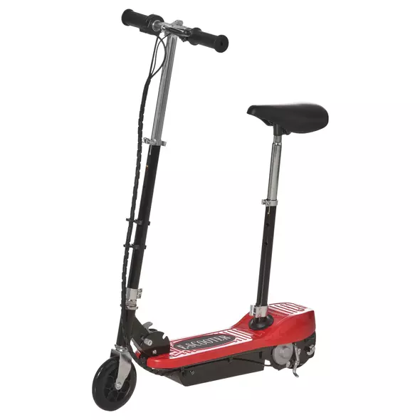 HOMCOM Powered Electric Scooter Ride-On, with Brakes, Adjustable Seat, Adjustable Handlebars, Red - 1