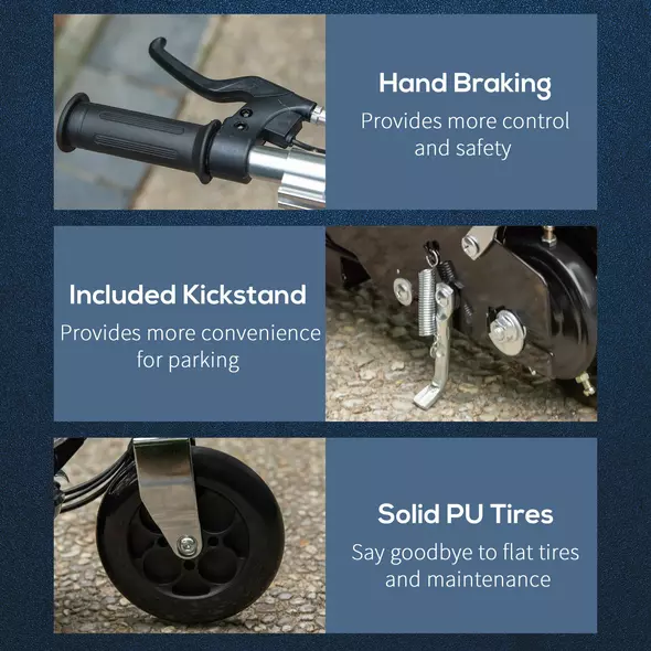 HOMCOM Powered Electric Scooter Ride-On, with Brakes, Adjustable Seat, Adjustable Handlebars, Red - 5