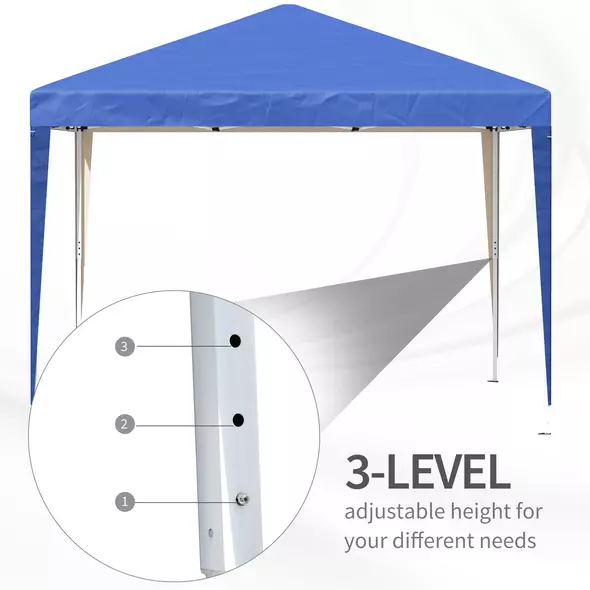 Outsunny 3 x 3M Garden Pop Up Gazebo Height Adjustable Marquee Party Tent Wedding Canopy with Carrying Bag, Blue - 6