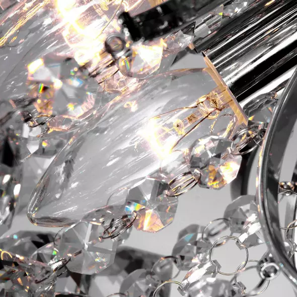 HOMCOM Crystal Chandeliers, 40cm K9 Droplets Ceiling Light with 3 E14 Bulb Base, Pendant Lights for Living Room, Bedroom, Dining Room, Hallway, Kitchen - 8