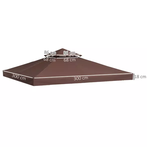 Outsunny 3x3 m Double-Tier Canopy Top Replacement-Coffee - 3