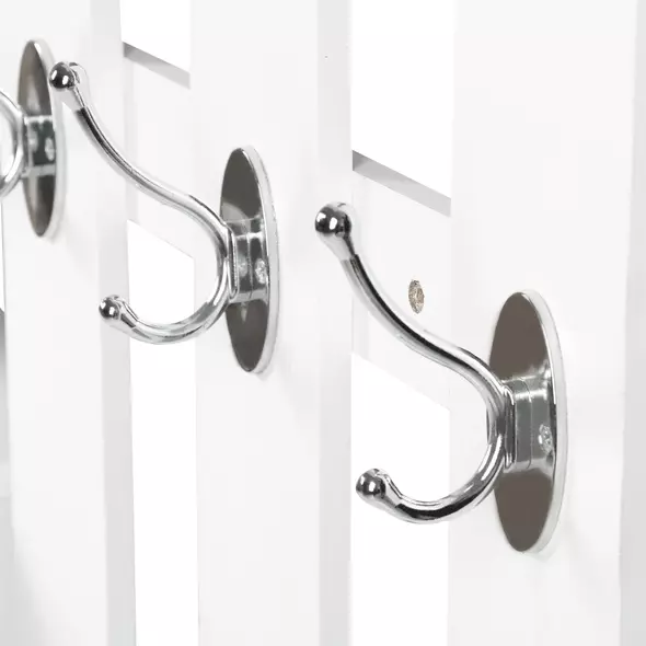 HOMCOM 2PC Shoes Storage Chest Cloths Rack Unit w/Mirror Multiple Shelves Large Storage Capacity Shoes Cabinet 6 Hooks Cloth Rack White - 8