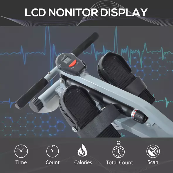 HOMCOM Rowing Machine Cardio Rower Workout Fitness Body Tonner Home Gym Training - 5