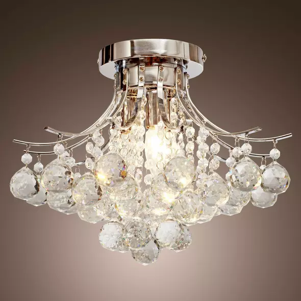 HOMCOM Crystal Chandeliers, 40cm K9 Droplets Ceiling Light with 3 E14 Bulb Base, Pendant Lights for Living Room, Bedroom, Dining Room, Hallway, Kitchen - 9