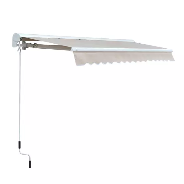 Outsunny 2.95Lx2.5M  Retractable Manual/Electric Awning-Cream White/White - 8