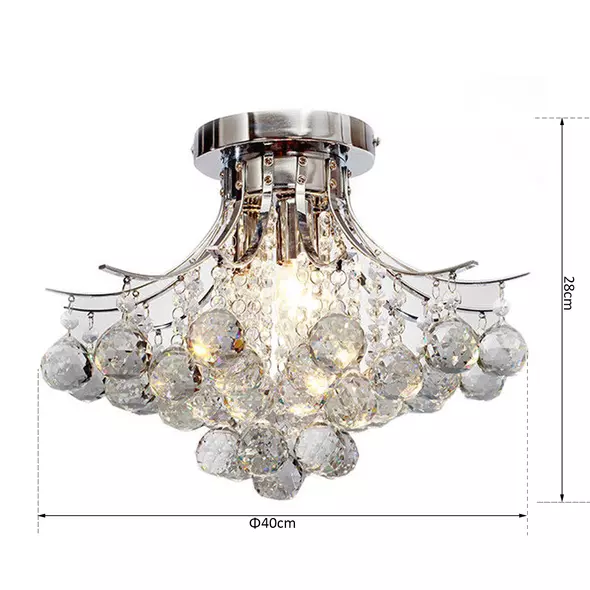 HOMCOM Crystal Chandeliers, 40cm K9 Droplets Ceiling Light with 3 E14 Bulb Base, Pendant Lights for Living Room, Bedroom, Dining Room, Hallway, Kitchen - 3