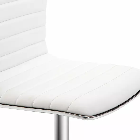HOMCOM Adjustable Swivel Office Chair with Armless Mid-Back in PU Leather and Chrome Base - White - 8