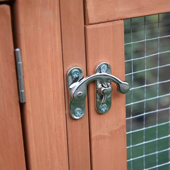 Pawhut Wooden Rabbit Hutch Guinea Pig hutch House 2 Tier with Rabbit Run for Outdoor Garden Backyard, 85 x 24 x 57cm - 9