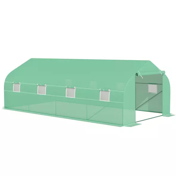Outsunny Polytunnel Greenhouse with Windows and Door, Walk in Greenhouse for Garden, Backyard (6 x 3 M) - 1