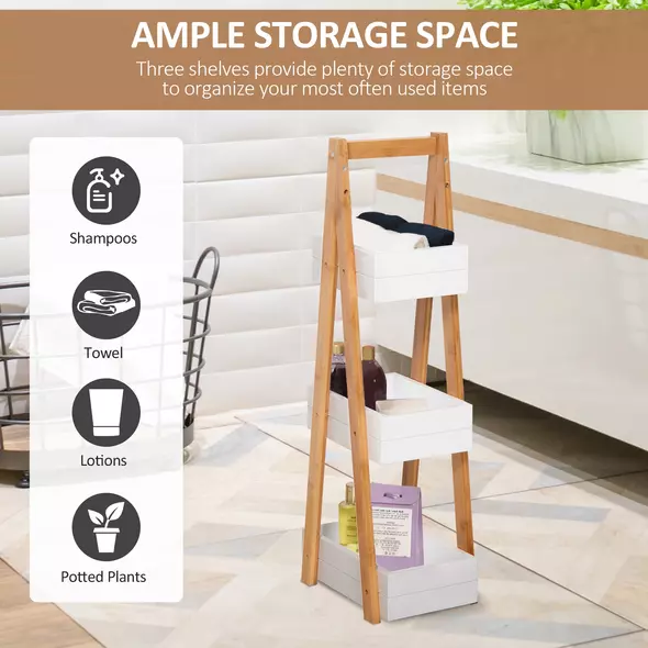 HOMCOM 3 Tier Bathroom Shower Caddy Freestanding Rack Storage Unit Shelf Organiser - 4