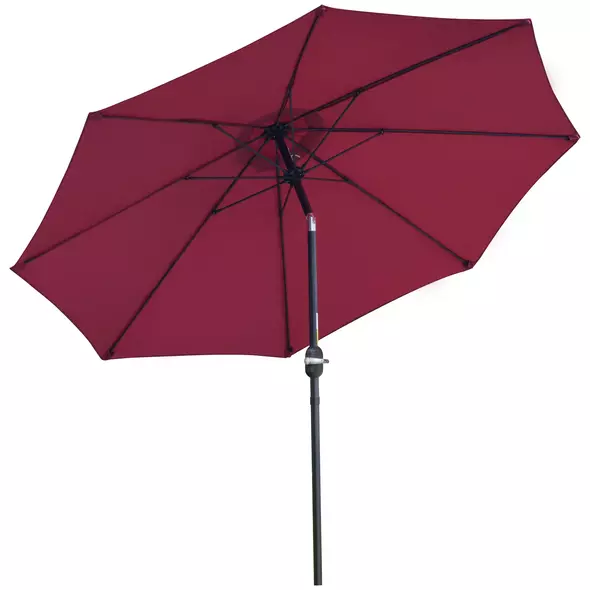 Outsunny 2.7M Garden Parasol Umbrella with Glass Fibre Ribs and Aluminium Frame, Tilting Sun Shade Shelter Canopy, Wine Red - 1