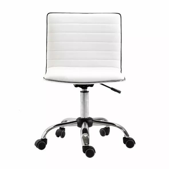 HOMCOM Adjustable Swivel Office Chair with Armless Mid-Back in PU Leather and Chrome Base - White - 7