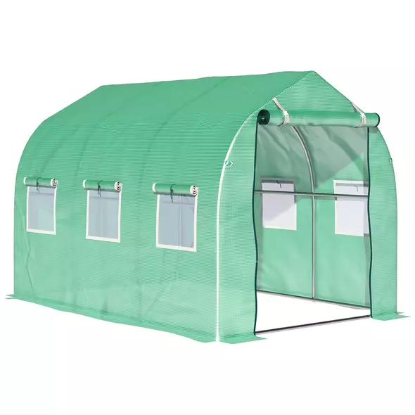 Outsunny Polytunnel Greenhouse with Windows and Door, Walk in Greenhouse for Garden, Backyard (3 x 2 M) - 1